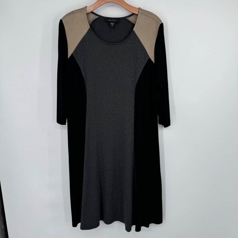 Karen Kane Colorblock  Womens size 2X plus 3/4 Sleeve Knee-Length tunic dress - Picture 2 of 11